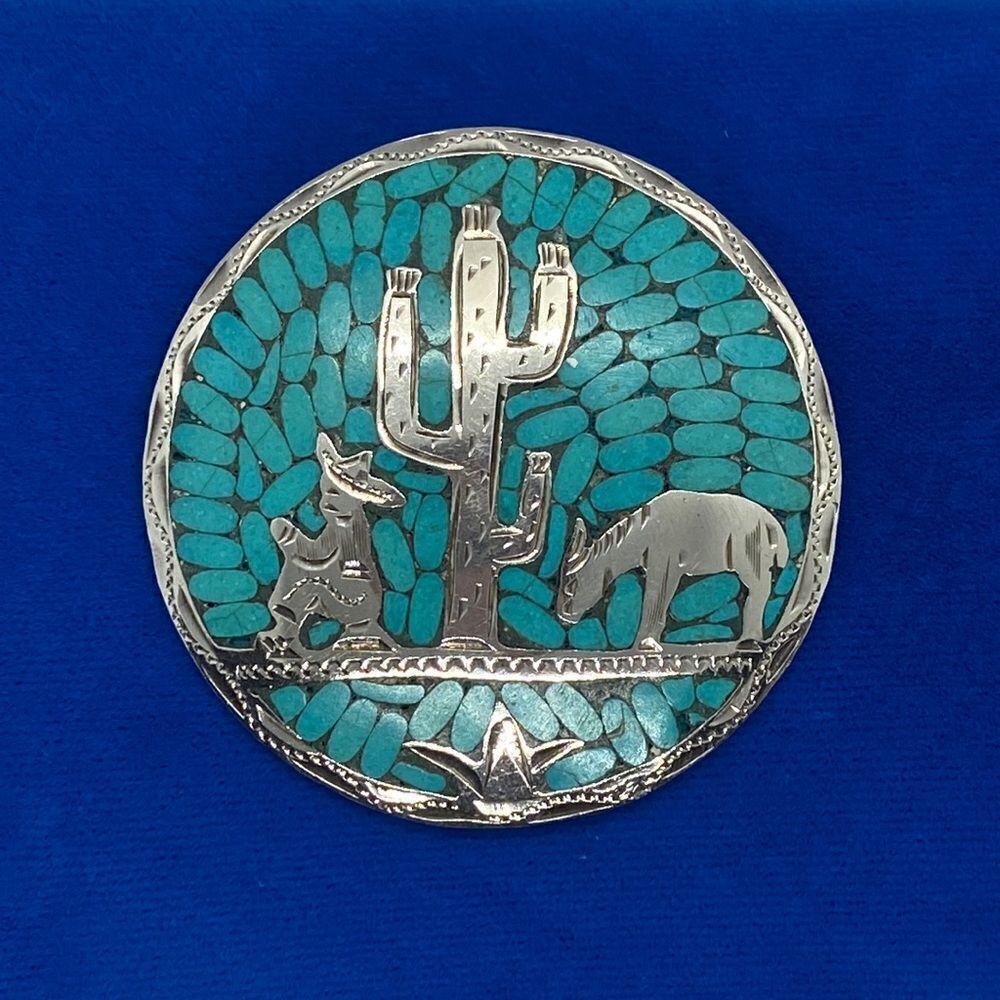 💛 925 Vintage Turquoise MEX Pendant/Brooch